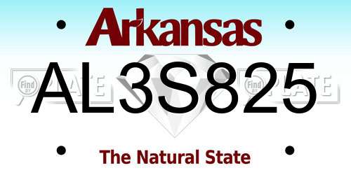 AL3S825 Arkansas License Plate