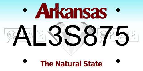 AL3S875 Arkansas License Plate