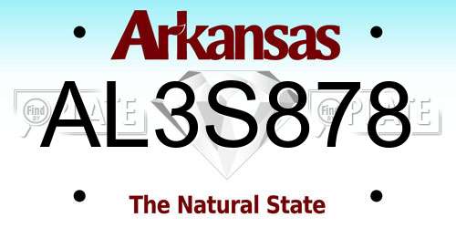 AL3S878 Arkansas License Plate