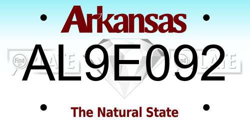 AL9E092 Arkansas License Plate