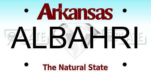 ALBAHRI Arkansas License Plate