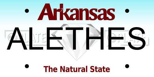 ALETHES Arkansas License Plate