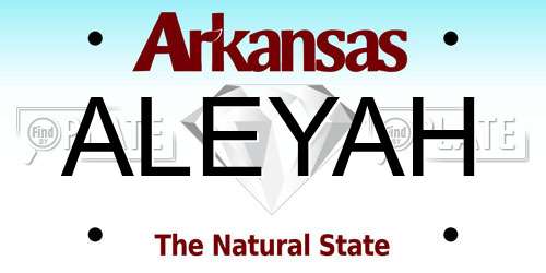 ALEYAH Arkansas License Plate