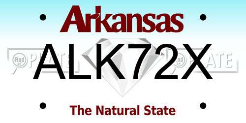 ALK72X Arkansas License Plate