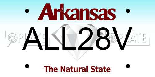 ALL28V Arkansas License Plate