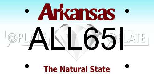 ALL65I Arkansas License Plate