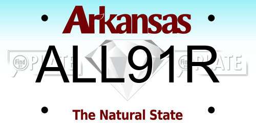 ALL91R Arkansas License Plate
