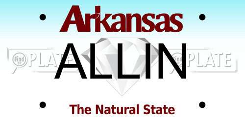 ALLIN Arkansas License Plate