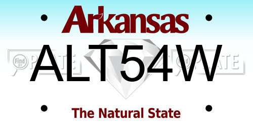 ALT54W Arkansas License Plate