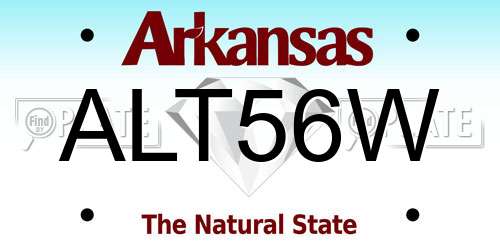 ALT56W Arkansas License Plate