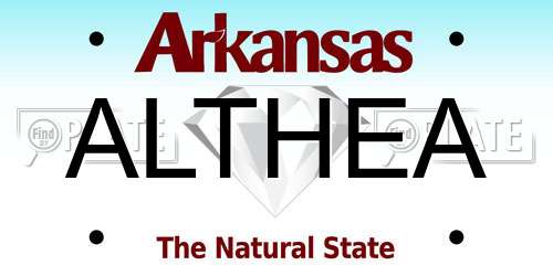 ALTHEA Arkansas License Plate