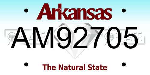 AM92705 Arkansas License Plate