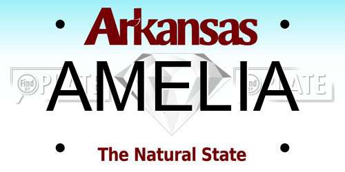 AMELIA Arkansas License Plate