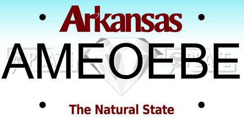 AMEOEBE Arkansas License Plate