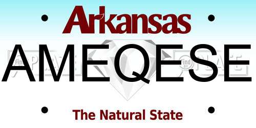 AMEQESE Arkansas License Plate