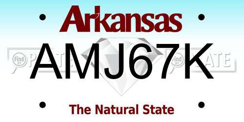 AMJ67K Arkansas License Plate