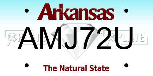 AMJ72U Arkansas License Plate