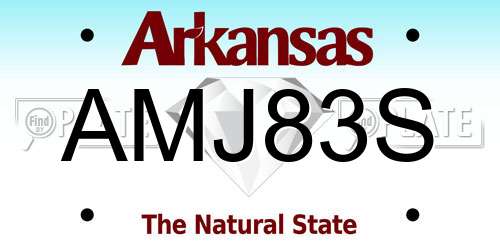 AMJ83S Arkansas License Plate