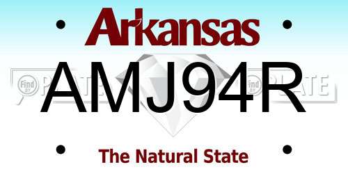AMJ94R Arkansas License Plate
