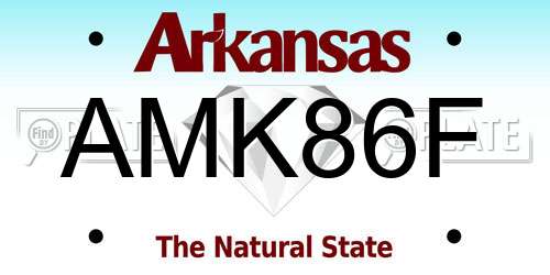 AMK86F Arkansas License Plate