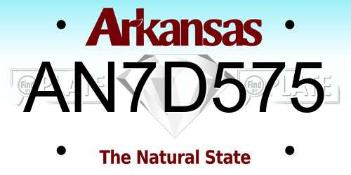 AN7D575 Arkansas License Plate