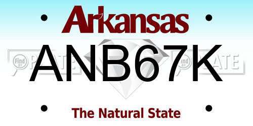 ANB67K Arkansas License Plate
