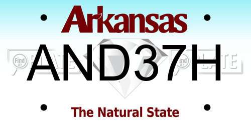 AND37H Arkansas License Plate