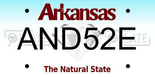 AND52E Arkansas License Plate