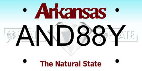 AND88Y Arkansas License Plate