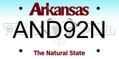 AND92N Arkansas License Plate