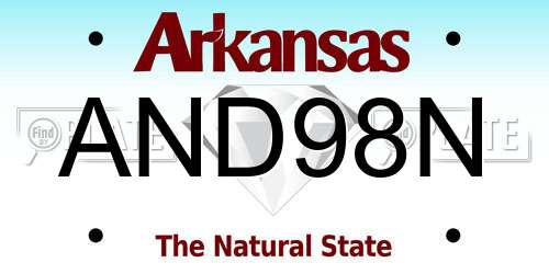 AND98N Arkansas License Plate