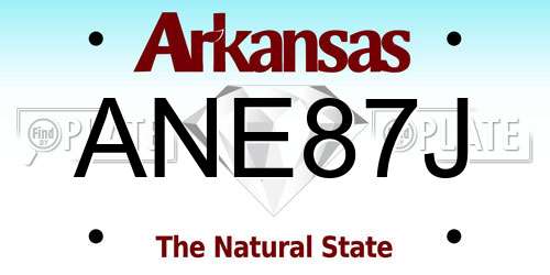 ANE87J Arkansas License Plate