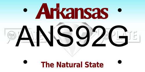 ANS92G Arkansas License Plate
