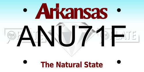 ANU71F Arkansas License Plate