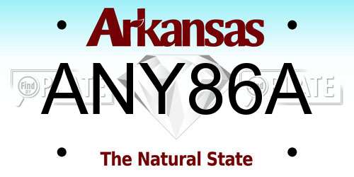 ANY86A Arkansas License Plate