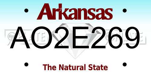 AO2E269 Arkansas License Plate