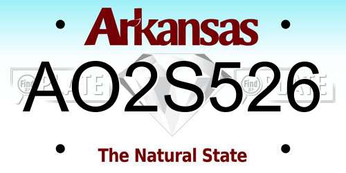 AO2S526 Arkansas License Plate