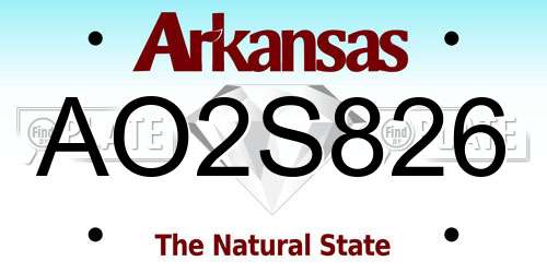 AO2S826 Arkansas License Plate