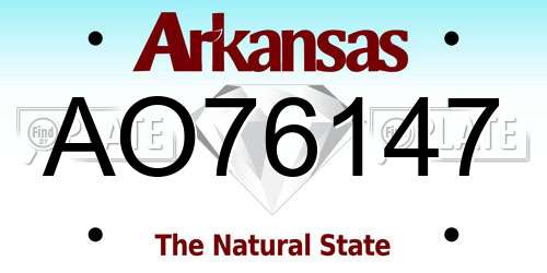 AO76147 Arkansas License Plate