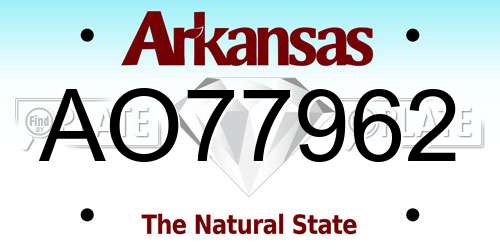 AO77962 Arkansas License Plate