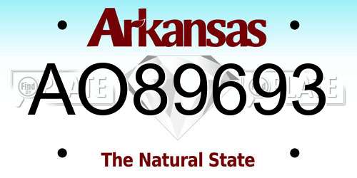 AO89693 Arkansas License Plate