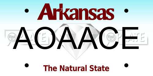 AOAACE Arkansas License Plate