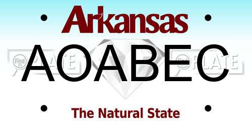 AOABEC Arkansas License Plate