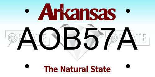 AOB57A Arkansas License Plate