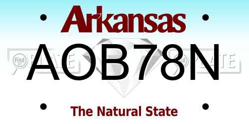 AOB78N Arkansas License Plate
