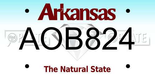 AOB824 Arkansas License Plate