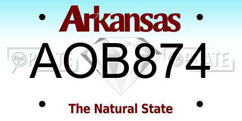AOB874 Arkansas License Plate