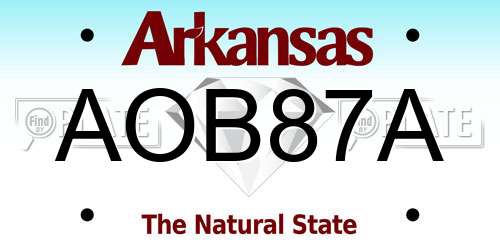 AOB87A Arkansas License Plate