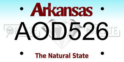 AOD526 Arkansas License Plate