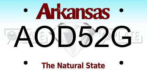 AOD52G Arkansas License Plate